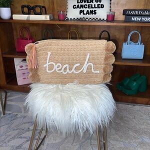 SHEIN Tan Woven Clutch with Tassel